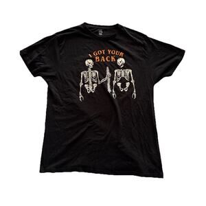 Halloween Skeleton Graphic T-Shirt Black Short Sleeve Size XL I Got Your Back